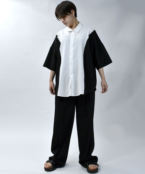 Starting Over(スターティングオーバー)の「wide silhouette bicolor shirt/ワイドシルエットバイカラー 半袖 シャツ(シャツ/ブラウス・メンズ・ブラック/チャコール/ホワイト・M/XL/L)」の18枚目の写真