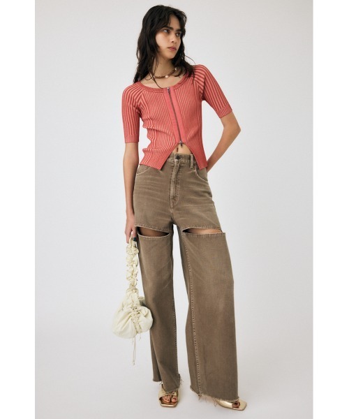 国内外の人気集結！ セール】ZIP UP RIB トップス（ニット/セーター）｜MOUSSY カットソー(半袖/袖なし)