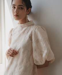 ボリュームスリーブフレアドレス パーティードレス 結婚式ワンピース