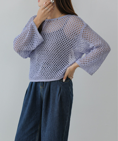 BANNER SELECT(バナーセレクト)の「バックカシュクール透かし編みニットトップス(Tシャツ/カットソー・レディース・ブラック/ブルー/アイボリー・FREE)」の21枚目の写真