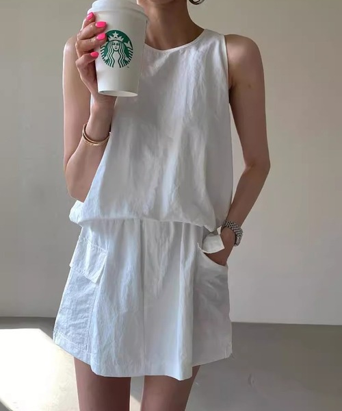 セール】ノースリーブトップス×カーゴミニスカートセットアップ