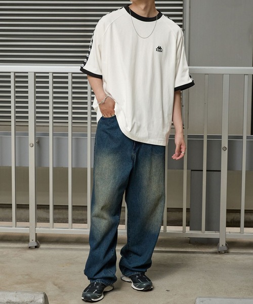 Kappa（カッパ）の「Kappa / カッパ 別注 ロゴ刺繍 サイドライン ラグラン リンガー半袖Tシャツ（Tシャツ/カットソー・メンズ・ブラック/オフホワイト/グレイッシュブルー/グレイッシュベージュ/ダークグレー・L/M）」の10枚目の写真