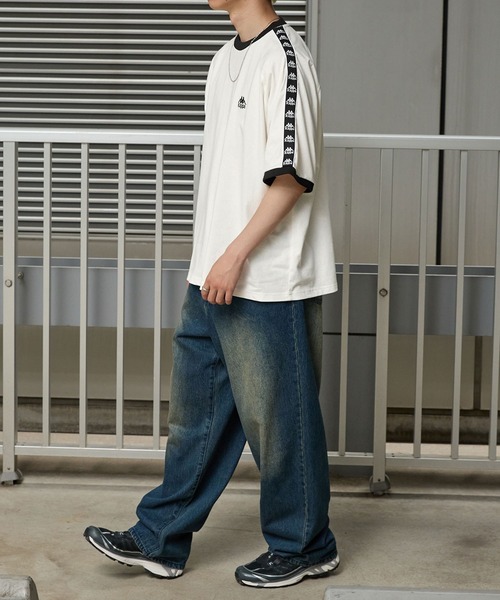 Kappa（カッパ）の「Kappa / カッパ 別注 ロゴ刺繍 サイドライン ラグラン リンガー半袖Tシャツ（Tシャツ/カットソー・メンズ・ブラック/オフホワイト/グレイッシュブルー/グレイッシュベージュ/ダークグレー・L/M）」の11枚目の写真