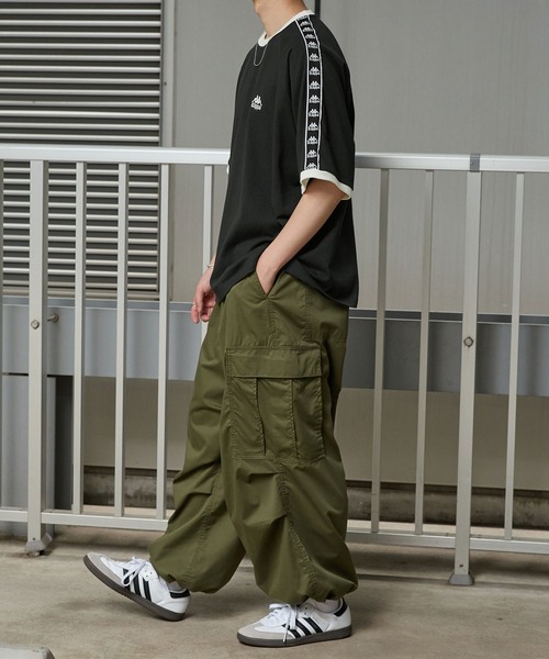 Kappa（カッパ）の「Kappa / カッパ 別注 ロゴ刺繍 サイドライン ラグラン リンガー半袖Tシャツ（Tシャツ/カットソー・メンズ・ブラック/オフホワイト/グレイッシュブルー/グレイッシュベージュ/ダークグレー・L/M）」の20枚目の写真