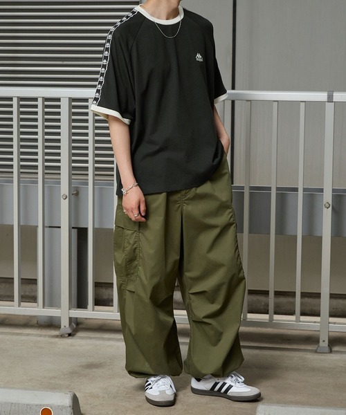 Kappa（カッパ）の「Kappa / カッパ 別注 ロゴ刺繍 サイドライン ラグラン リンガー半袖Tシャツ（Tシャツ/カットソー・メンズ・ブラック/オフホワイト/グレイッシュブルー/グレイッシュベージュ/ダークグレー・L/M）」の21枚目の写真