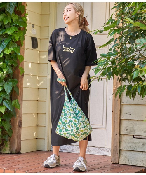 anap mimpi(アナップミンピ)の「SUNメッセージプリントTシャツマキシワンピース(ワンピース・レディース・ブラック/パープル/ターコイズブルー・FREE)」の7枚目の写真