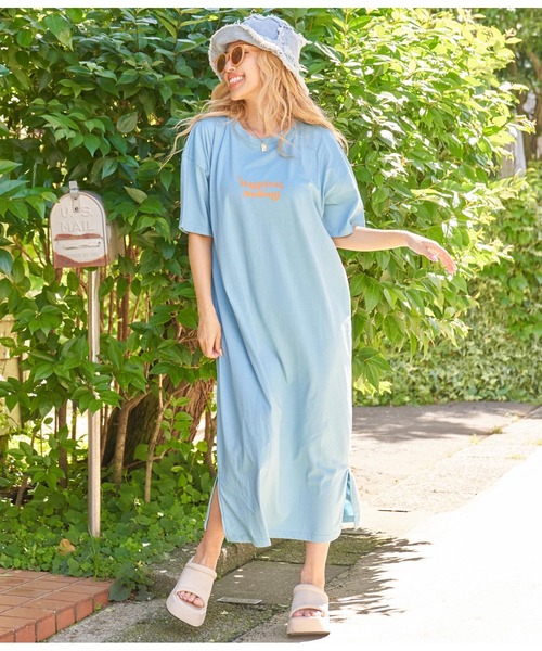 anap mimpi(アナップミンピ)の「SUNメッセージプリントTシャツマキシワンピース(ワンピース・レディース・ブラック/パープル/ターコイズブルー・FREE)」の11枚目の写真