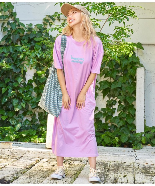 anap mimpi(アナップミンピ)の「SUNメッセージプリントTシャツマキシワンピース(ワンピース・レディース・ブラック/パープル/ターコイズブルー・FREE)」の18枚目の写真