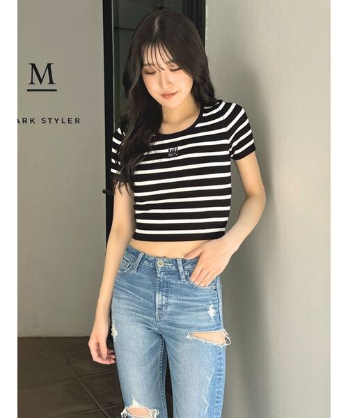 GYDA ハーフスリーブニットトップス GYDA（ジェイダ）の「GYDA PATTERNハーフスリーブニットトップス