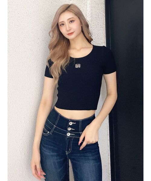 GYDA（ジェイダ）の「GYGYプレートハーフスリーブニットトップス