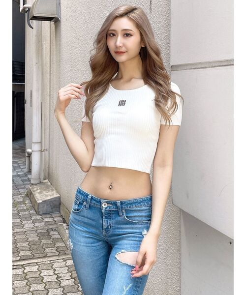 GYDA（ジェイダ）の「GYGYプレートハーフスリーブニットトップス