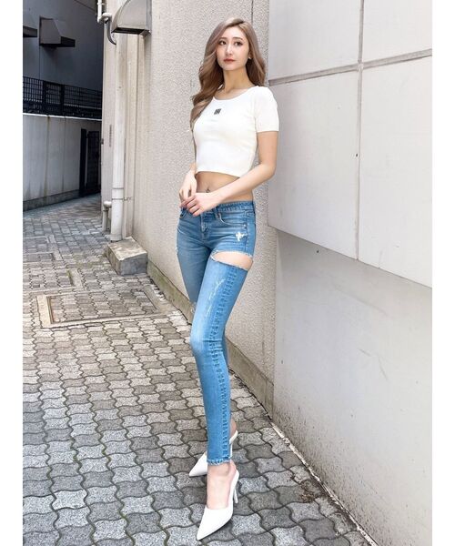 GYDA ハーフスリーブニットトップス GGプレートハーフスリーブニットトップス（ニット/セーター