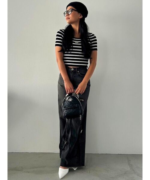 GYDA（ジェイダ）の「GYGYプレートハーフスリーブニットトップス（ニット/セーター・レディース・ブラック/オフホワイト/その他1・FREE）」の14枚目の写真