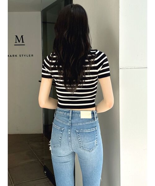 GYDA（ジェイダ）の「GYGYプレートハーフスリーブニットトップス（ニット/セーター・レディース・ブラック/オフホワイト/その他1・FREE）」の21枚目の写真