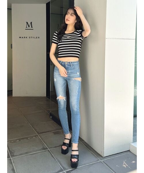 GYDA（ジェイダ）の「GYGYプレートハーフスリーブニットトップス（ニット/セーター・レディース・ブラック/オフホワイト/その他1・FREE）」の20枚目の写真