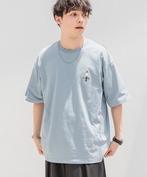 ワンポイント刺繍/天竺コットンオーバーサイズTシャツ２