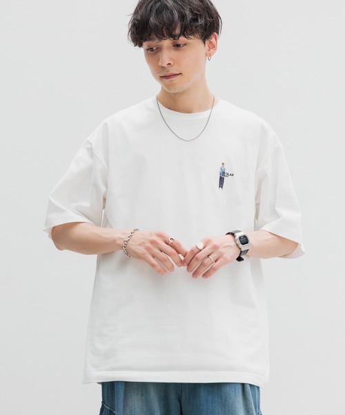 RAGEBLUE（レイジブルー）の「ワンポイント刺繍/天竺コットンオーバーサイズTシャツ２（Tシャツ/カットソー・メンズ・ホワイト/グレー/ライトブルー/ブラック・SMALL/LARGE/MEDIUM）」の8枚目の写真