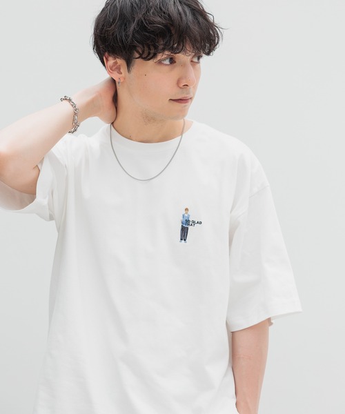 RAGEBLUE（レイジブルー）の「ワンポイント刺繍/天竺コットンオーバーサイズTシャツ２（Tシャツ/カットソー・メンズ・ホワイト/グレー/ライトブルー/ブラック・SMALL/LARGE/MEDIUM）」の11枚目の写真