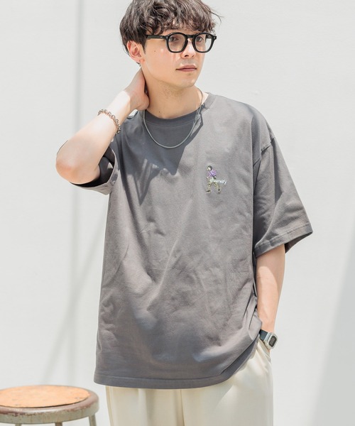 RAGEBLUE（レイジブルー）の「ワンポイント刺繍/天竺コットンオーバーサイズTシャツ２（Tシャツ/カットソー・メンズ・ホワイト/グレー/ライトブルー/ブラック・SMALL/LARGE/MEDIUM）」の20枚目の写真