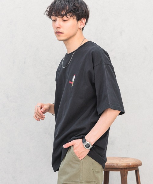 RAGEBLUE（レイジブルー）の「ワンポイント刺繍/天竺コットンオーバーサイズTシャツ２（Tシャツ/カットソー・メンズ・ホワイト/グレー/ライトブルー/ブラック・SMALL/LARGE/MEDIUM）」の15枚目の写真