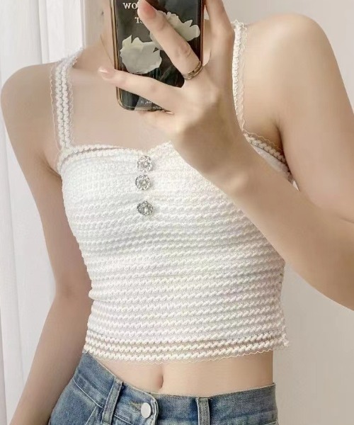 Vipoa(ヴィポア)の「lace camisole(キャミソール・レディース・ブラック/ホワイト・FREE)」の1枚目の写真