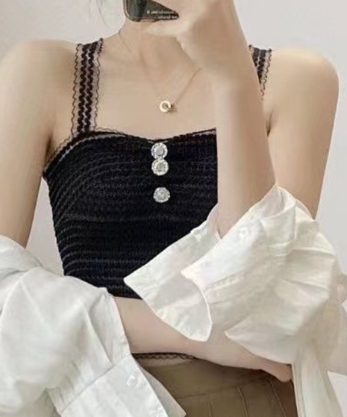 Vipoa(ヴィポア)の「lace camisole(キャミソール・レディース・ブラック/ホワイト・FREE)」の9枚目の写真
