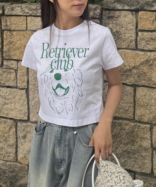 tシャツ 「UNISEX」Retriever Club／LAUGHINクロップT レディース メンズ UNISEX】Retriever Club／LAUGHINクロップT（Tシャツ/カットソー