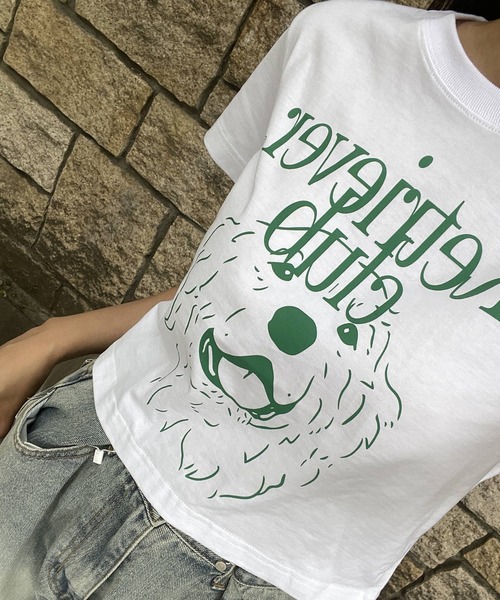 tシャツ 「UNISEX」Retriever Club／LAUGHINクロップT レディース メンズ UNISEX】Retriever Club／LAUGHINクロップT（Tシャツ/カットソー
