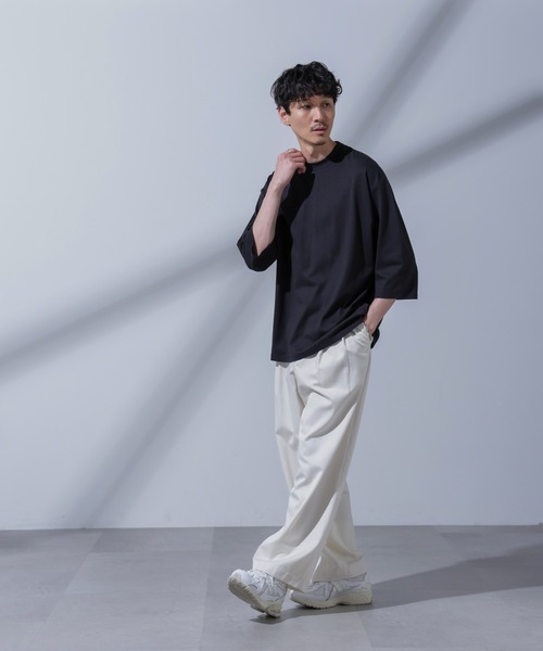 Anti Soaked(R) 汗染み防止 クルーネックワイドTシャツ七分袖（Tシャツ/カットソー）｜nano･universe（ナノユニバース）