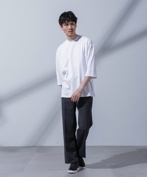 Anti Soaked(R) 汗染み防止 クルーネックワイドTシャツ七分袖（Tシャツ/カットソー）｜nano･universe（ナノユニバース）