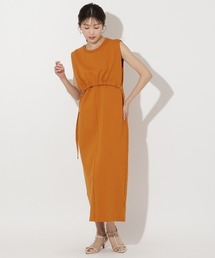 アンドクチュール　オレンジ　ワンピース アンドクチュール AND COUTURE バックレースアップオフショル