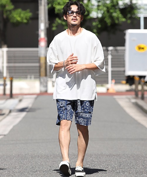 LUXSTYLE(ラグスタイル)の「ペイズリー柄ショートパンツ(チノパンツ・メンズ・ネイビー/ホワイト/レッド/ブラック・M/L)」の9枚目の写真