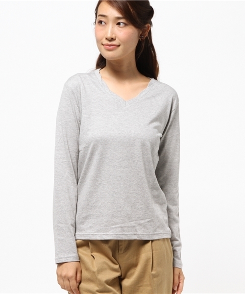 VENCEEXCHANGE（ヴァンスエクスチェンジ）の「ツイストV無地ロンT（Tシャツ/カットソー・レディース・ブラック/オリーブ/ホワイト/グレー/ネイビー・MEDIUM）」の6枚目の写真