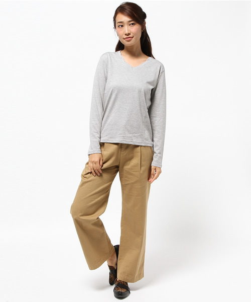 VENCEEXCHANGE（ヴァンスエクスチェンジ）の「ツイストV無地ロンT（Tシャツ/カットソー・レディース・ブラック/オリーブ/ホワイト/グレー/ネイビー・MEDIUM）」の9枚目の写真