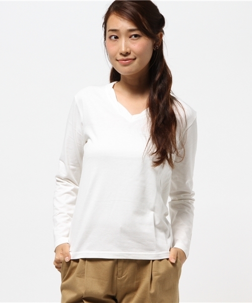 VENCEEXCHANGE（ヴァンスエクスチェンジ）の「ツイストV無地ロンT（Tシャツ/カットソー・レディース・ブラック/オリーブ/ホワイト/グレー/ネイビー・MEDIUM）」の15枚目の写真