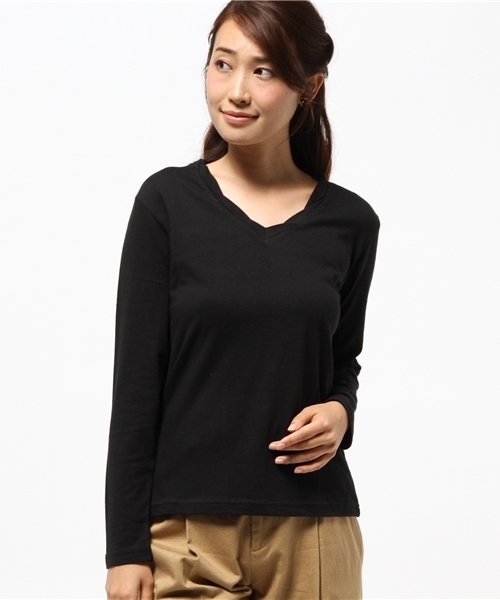 VENCEEXCHANGE（ヴァンスエクスチェンジ）の「ツイストV無地ロンT（Tシャツ/カットソー・レディース・ブラック/オリーブ/ホワイト/グレー/ネイビー・MEDIUM）」の16枚目の写真