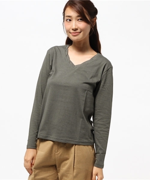 VENCEEXCHANGE（ヴァンスエクスチェンジ）の「ツイストV無地ロンT（Tシャツ/カットソー・レディース・ブラック/オリーブ/ホワイト/グレー/ネイビー・MEDIUM）」の11枚目の写真