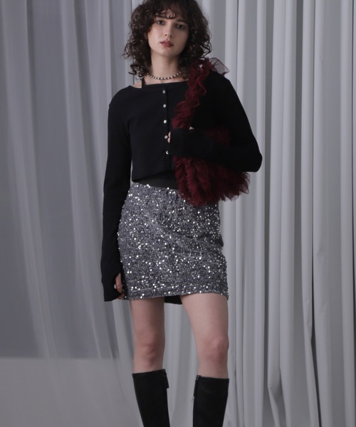 ROSE BUD（ローズバッド）の「チュールフリルショルダーバッグ（ショルダーバッグ・レディース・グレー/ブラック/ワインレッド・FREE）」の7枚目の写真