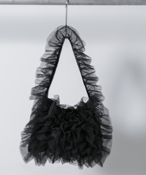 ROSE BUD（ローズバッド）の「チュールフリルショルダーバッグ（ショルダーバッグ・レディース・グレー/ブラック/ワインレッド・FREE）」の8枚目の写真