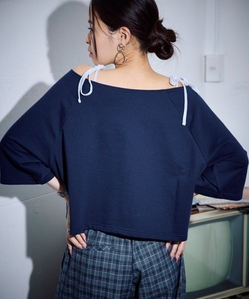 PBLIM（ページボーイリム）の「PBLIM/オフショルルーズウラケ（Tシャツ/カットソー・レディース・ネイビー/グレー・FREE）」の9枚目の写真