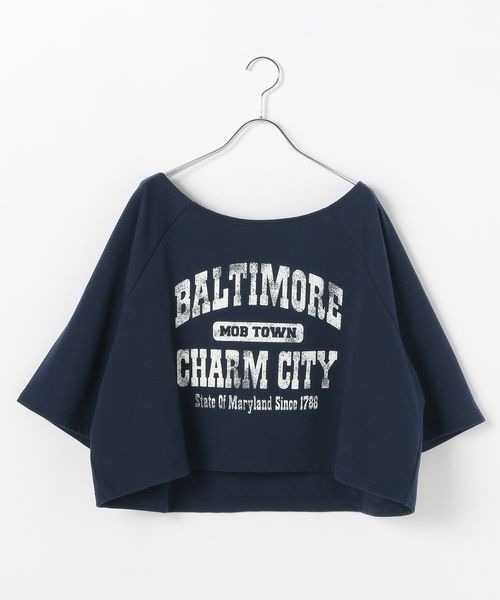 PBLIM（ページボーイリム）の「PBLIM/オフショルルーズウラケ（Tシャツ/カットソー・レディース・ネイビー/グレー・FREE）」の11枚目の写真