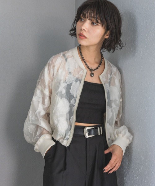 PAGEBOY（ページボーイ）の「シアージャガードブルゾン（ブルゾン・レディース・ブラック/オフホワイト・FREE）」の2枚目の写真