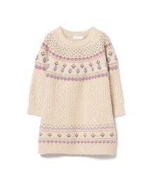 BEAMS mini | フラワー ノルディック ニットワンピース2024FW（90～150cm）(ワンピース)