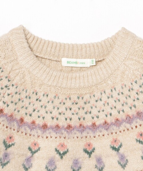 BEAMS mini(ビームスミニ)の「フラワー ノルディック ニットワンピース2024FW(90~150cm)(ワンピース・キッズ・オレンジ系その他4/ナチュラル・90/100/110/120/130/140/150)」の7枚目の写真