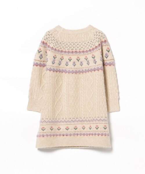 BEAMS mini(ビームスミニ)の「フラワー ノルディック ニットワンピース2024FW(90~150cm)(ワンピース・キッズ・オレンジ系その他4/ナチュラル・90/100/110/120/130/140/150)」の10枚目の写真