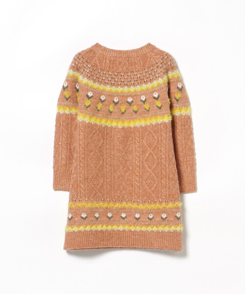 BEAMS mini(ビームスミニ)の「フラワー ノルディック ニットワンピース2024FW(90~150cm)(ワンピース・キッズ・オレンジ系その他4/ナチュラル・90/100/110/120/130/140/150)」の13枚目の写真
