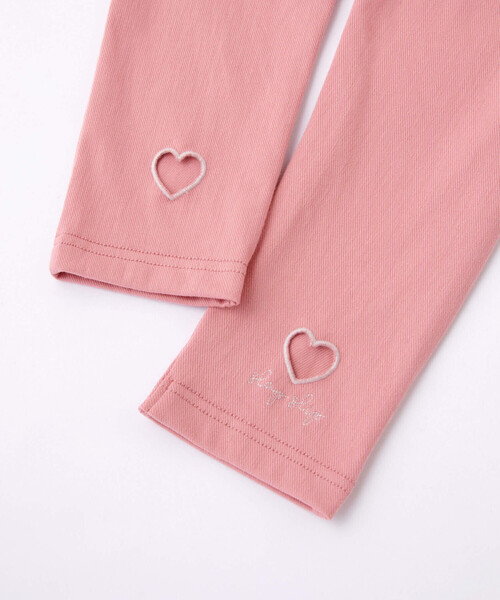 SLAP SLIP（スラップスリップ）の「お花リボンハート裾くりぬきツイルニットレギパン(80~130cm)（その他パンツ・キッズ・ネイビー/ブラック/ピンク・100cm/120cm/110cm/80ｃｍ/90cm/130cm）」の3枚目の写真