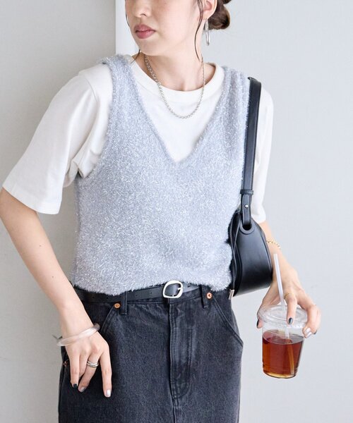 DISCOAT（ディスコート）の「【WEB限定】ラメフェザーヤーンキャミ（ニット/セーター・レディース・チャコールグレー/ライトグレー/ブラウン/ベージュ・FREE）」の18枚目の写真