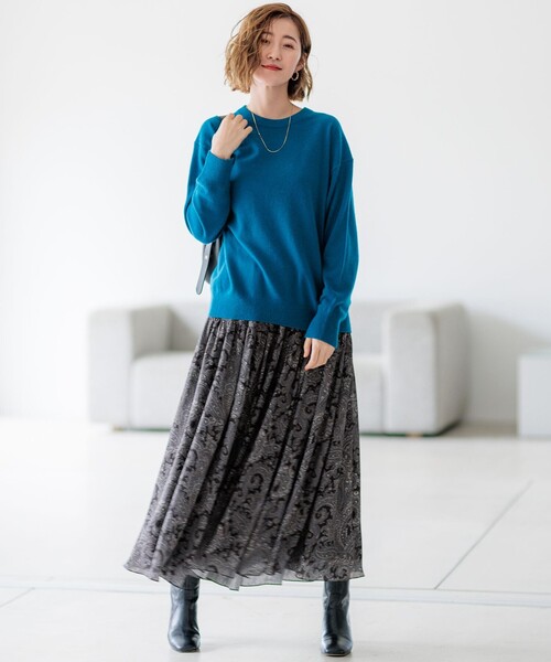 23区(ニジュウサンク)の「【Oggi2月号掲載/洗える】ピュアカシミヤ クルーネック ニット(ニット/セーター・レディース・ブラック系/ベージュ系/オレンジ系/グレー系1/こしょう色系/グレー系/ベージュ系1/ターコイズブルー系・38)」の10枚目の写真