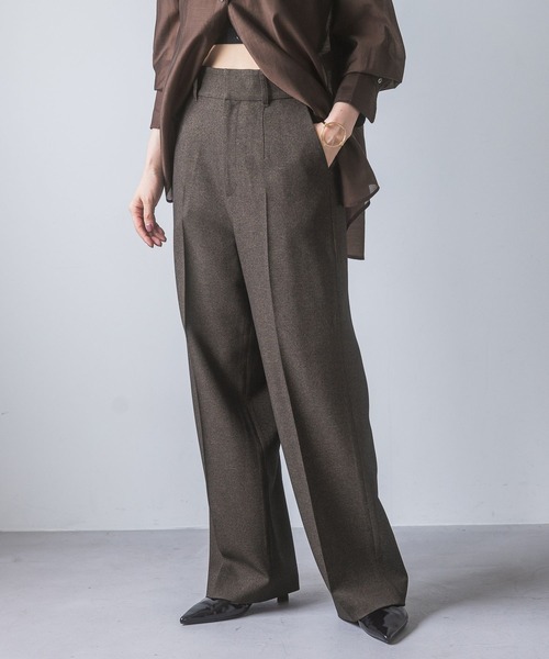 A part by（アパートバイ）の「【セットアップ対応】Wライクストレートパンツ（スラックス・レディース・ベージュ/ブラック/ブラウン/キャメル・MEDIUM/SMALL）」の2枚目の写真